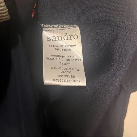 SANDRO Printed Silk Blouse Size M - Picture 6 of 7